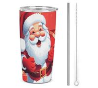 DWTJKMS Babbo Natale Regali di Natale Tazze per auto con cannuccia Isolati in Acciaio Inox Tumblers Tazze da caffè in metallo a tenuta stagna con coperchio Bottiglie d'acqua di grande capacità, regalo