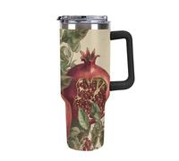 DWTJKMS Bacche di melograno in acciaio inox Tumbler 1,18 oz a prova di perdite grande capacità tazza auto con manico cannuccia doppia parete sottovuoto tazza riutilizzabile mantiene freddo o caldo