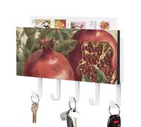 DWTJKMS Bacche di melograno portachiavi da parete, stile fattoria, montaggio a parete con 5 ganci, decorazione da parete per ingresso o atrio, 18 cm di larghezza x 4,3 cm di altezza