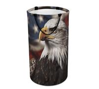 DWTJKMS Bald Eagle - Cesto portabiancheria pieghevole con motivo bandiera degli Stati Uniti, con manici per il trasporto, grande cesto portaoggetti per lavanderia, dormitorio, famiglia
