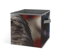 DWTJKMS Bald Eagle - Organizer a forma di cubo con bandiera statunitense, pieghevole, in tessuto spesso, adatto per casa, ufficio, guardaroba, abbigliamento e giocattoli