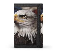 DWTJKMS Bald Eagle - Portafogli da uomo minimalista con bandiera statunitense, portafoglio sottile a tre ante, alla moda, moderno, antifurto, può contenere carte e contanti