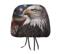 DWTJKMS Bald Eagle - Set di 2 copri poggiatesta per auto, regolabili, riutilizzabili, accessori per interni auto, motivo bandiera statunitense, protezione per poggiatesta auto, stile vintage, per la