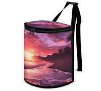 DWTJKMS Beach Sunset Car Trash Can con coperchio Grande capacità Appeso Auto Trash Bin a prova di perdite Impermeabile Pattumiera Auto Must Haves Accessori interni