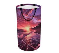 DWTJKMS Beach Sunset Cesto portabiancheria pieghevole, con manici facili da trasportare, grande cesto portaoggetti per lavanderia, dormitorio, famiglia