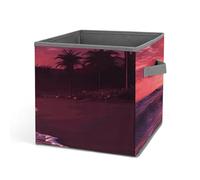 DWTJKMS Beach Sunset Cube Organizer Contenitori pieghevoli in tessuto spesso per coperte, vestiti scatola portaoggetti adatta per casa, ufficio, guardaroba, abbigliamento e giocattoli