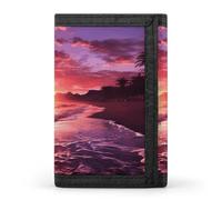 DWTJKMS Beach Sunset portafoglio minimalista da uomo sottile a tre ante portafogli alla moda moderno portafoglio antifurto per carte e contanti