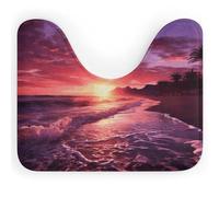 DWTJKMS Beach Sunset - Tappetino da bagno a forma di U, ad asciugatura rapida, assorbente, resistente alle macchie, tappetino da bagno antiscivolo per base WC ovale