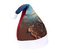 DWTJKMS Beach Sunset Tranquillo Cappello di Babbo Natale Classico Pelliccia Cappello di Natale Addensare Cappello di Natale con Paillettes Divertente Vacanza Inverno