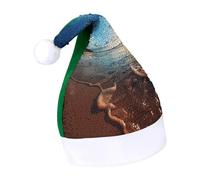 DWTJKMS Beach Sunset Tranquillo Cappello di Babbo Natale Classico Pelliccia Cappello di Natale Addensare Cappello di Natale con Paillettes Divertente Vacanza Inverno