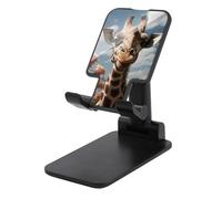 DWTJKMS Bella giraffa supporto per telefono cellulare, pieghevole, regolabile in altezza, supporto portatile per cellulare da scrivania, adatto a tutti gli smartphone, stile nero