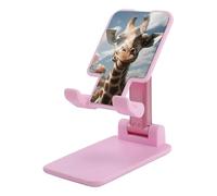 DWTJKMS Bella giraffa supporto per telefono cellulare, pieghevole, regolabile in altezza, supporto portatile per cellulare da scrivania, adatto a tutti gli smartphone, stile rosa