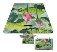 DWTJKMS Bellissimo tappetino da picnic con fiori di loto, tappetino pieghevole impermeabile con borsa tote grande tappetino da picnic all'aperto 147,3 x 147,3 cm coperta da campeggio per spiaggia