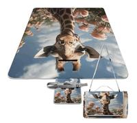 DWTJKMS Bellissimo tappetino da picnic con giraffa, tappetino pieghevole impermeabile con borsa tote grande tappetino da picnic all'aperto 147,3 x 147,3 cm coperta da campeggio per spiaggia, parco