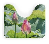 DWTJKMS Bellissimo tappeto da bagno con fiori di loto, ad asciugatura rapida, assorbente, a forma di U, antiscivolo, per pavimento del bagno (50,8 x 40,6 cm)