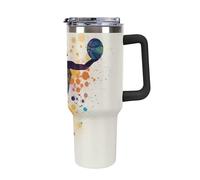 DWTJKMS Bicchiere da auto in acciaio inox con motivo ragazza di basket, 1,18 l, a prova di perdite, grande capacità, con manico, cannuccia a doppia parete, sottovuoto, riutilizzabile, mantiene freddo