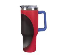 DWTJKMS Bicchiere da auto in acciaio inox con piastra nera rossa da 1,18 l, a prova di perdite, grande capacità, con manico, cannuccia a doppia parete, isolamento sottovuoto, riutilizzabile, mantiene