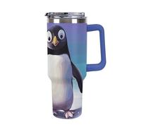 DWTJKMS Bicchiere in acciaio inox a forma di pinguino, 1,18 l, a prova di perdite, grande capacità, con manico, cannuccia a doppia parete, sottovuoto, riutilizzabile, mantiene freddo o caldo in stile