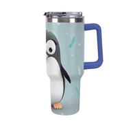 DWTJKMS Bicchiere in acciaio inox a forma di pinguino, 1,18 l, a prova di perdite, grande capacità, con manico, cannuccia a doppia parete, sottovuoto, riutilizzabile, mantiene freddo o caldo in stile