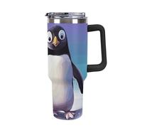 DWTJKMS Bicchiere in acciaio inox a forma di pinguino, 1,18 l, a prova di perdite, grande capacità, con manico, cannuccia a doppia parete, sottovuoto, riutilizzabile, mantiene freddo o caldo, stile