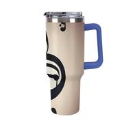 DWTJKMS Bicchiere in acciaio inox con stampa note musicali, 1,18 l, a prova di perdite, grande capacità, tazza per auto con manico e cannuccia, a doppia parete, riutilizzabile, mantiene freddo o caldo