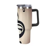 DWTJKMS Bicchiere in acciaio inox con stampa note musicali, 1184 ml, a prova di perdite, grande capacità, tazza per auto con manico e cannuccia, a doppia parete, riutilizzabile, mantiene freddo o