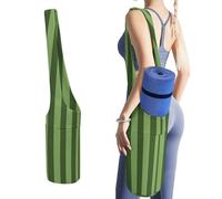 DWTJKMS Borsa classica per tappetino da yoga a righe verdi, borsa portaoggetti per tappetino da yoga in tela resistente, con tasca per bottiglia d'acqua e borsa bagnata inferiore, adatta alla maggior