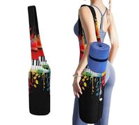 DWTJKMS Borsa colorata per tappetino da yoga con tastiera e note musicali, in tela resistente, con tasca per bottiglia d'acqua e tasca inferiore bagnata, adatta alla maggior parte dei tappetini da