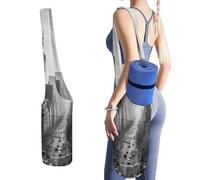 DWTJKMS Borsa nera e bianca per tappetino da yoga New York, in tela resistente, con tasca per bottiglia d'acqua e borsa bagnata inferiore, adatta alla maggior parte dei tappetini da yoga