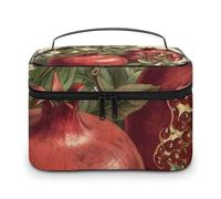 DWTJKMS Borsa per il trucco con bacche di melograno, organizer per cosmetici, grande capacità portatile, borse da viaggio da donna, con manico e divisore