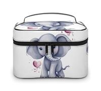 DWTJKMS Borsa per il trucco con elefante carino, organizer per cosmetici, grande capacità portatile, borse da viaggio da donna, con manico e divisore
