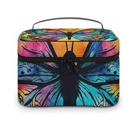 DWTJKMS Borsa per il trucco con farfalla tie dye, organizer per cosmetici, grande capacità portatile, borse da trucco da viaggio da donna, con manico e divisore