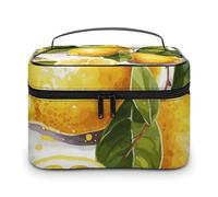 DWTJKMS Borsa per il trucco con frutta e limone, custodia organizer per cosmetici, grande capacità portatile, borse da viaggio da donna, con manico e divisore