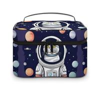 DWTJKMS Borsa per il trucco con gatto in Spacess, custodia organizer per cosmetici, grande capacità portatile, borse da viaggio da donna, con manico e divisore