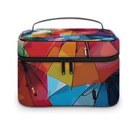 DWTJKMS Borsa per il trucco con ombrello colorato, organizer per cosmetici, grande capacità portatile, borse da trucco da viaggio da donna, con manico e divisore