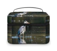 DWTJKMS Borsa per il trucco con stampa di airone grigio in acqua, custodia organizer per cosmetici di grande capacità portatile borse per trucco borse da viaggio da donna con manico e divisore