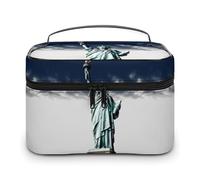 DWTJKMS Borsa per il trucco con Statua della Libertà, organizer per cosmetici, grande capacità portatile, borse da viaggio da donna, con manico e divisore