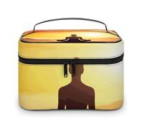 DWTJKMS Borsa per il trucco da meditazione yoga, custodia organizer per cosmetici di grande capacità portatile borse per il trucco borse da viaggio da donna con manico e divisore