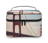 DWTJKMS Borsa per il trucco Golden Gate Bridge, organizer per cosmetici di grande capacità portatile borse per il trucco borse da viaggio da donna con manico e divisore