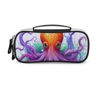 DWTJKMS Borsa per il trucco in pelle colorata di polpo portatile piccolo organizzatore cosmetico impermeabile borse da toilette pennelli matite e accessori per il trucco da viaggio