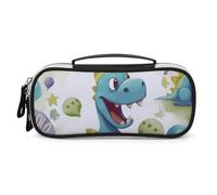 DWTJKMS Borsa per il trucco in pelle con dinosauro carino portatile piccolo organizzatore cosmetico impermeabile borse da toilette pennelli matite e accessori per il trucco da viaggio