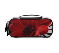 DWTJKMS Borsa per il trucco in pelle con fiore rosso portatile piccolo organizzatore cosmetico impermeabile borse da toilette pennelli matite e accessori per il trucco da viaggio