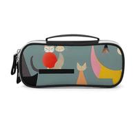 DWTJKMS Borsa per il trucco in pelle con gatti di arte moderna della metà del secolo piccola organizer per cosmetici impermeabile borse da toilette pennelli matite e accessori per il trucco da viaggio