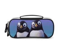 DWTJKMS Borsa per il trucco in pelle con pinguino carino portatile piccolo organizzatore cosmetico impermeabile borse da toilette pennelli matite e accessori per il trucco da viaggio