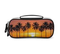 DWTJKMS Borsa per il trucco in pelle con tramonto tropicale da spiaggia portatile piccolo organizzatore cosmetico impermeabile borse da toilette pennelli matite e accessori per il trucco da viaggio
