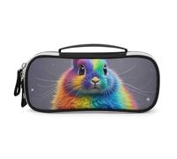 DWTJKMS Borsa per il trucco in pelle di coniglio arcobaleno portatile piccolo organizzatore cosmetico impermeabile borse da toilette pennelli matite e accessori per il trucco da viaggio