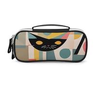 DWTJKMS Borsa per il trucco in pelle di gatto di arte moderna della metà del secolo piccola organizer cosmetica impermeabile borse da toilette pennelli matite e accessori per il trucco da viaggio