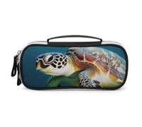 DWTJKMS Borsa per il trucco in pelle tartaruga marina portatile piccolo organizzatore cosmetico impermeabile borse da toilette pennelli matite e accessori per il trucco da viaggio