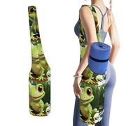 DWTJKMS Borsa per tappetino da yoga a forma di rana, in tela resistente, con tasca per bottiglia d'acqua e borsa bagnata inferiore, adatta alla maggior parte dei tappetini da yoga