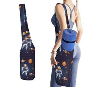 DWTJKMS Borsa per tappetino da yoga astronauta spaziale, in tela resistente, con tasca per bottiglia d'acqua e tasca inferiore bagnata, si adatta alla maggior parte dei tappetini da yoga di dimensioni